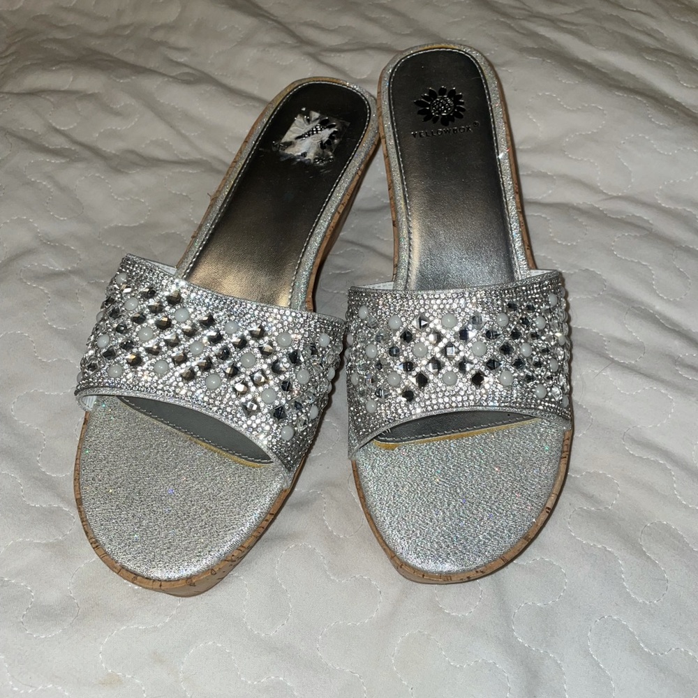 YellowBox Silver Sparkle Platformed Sandals